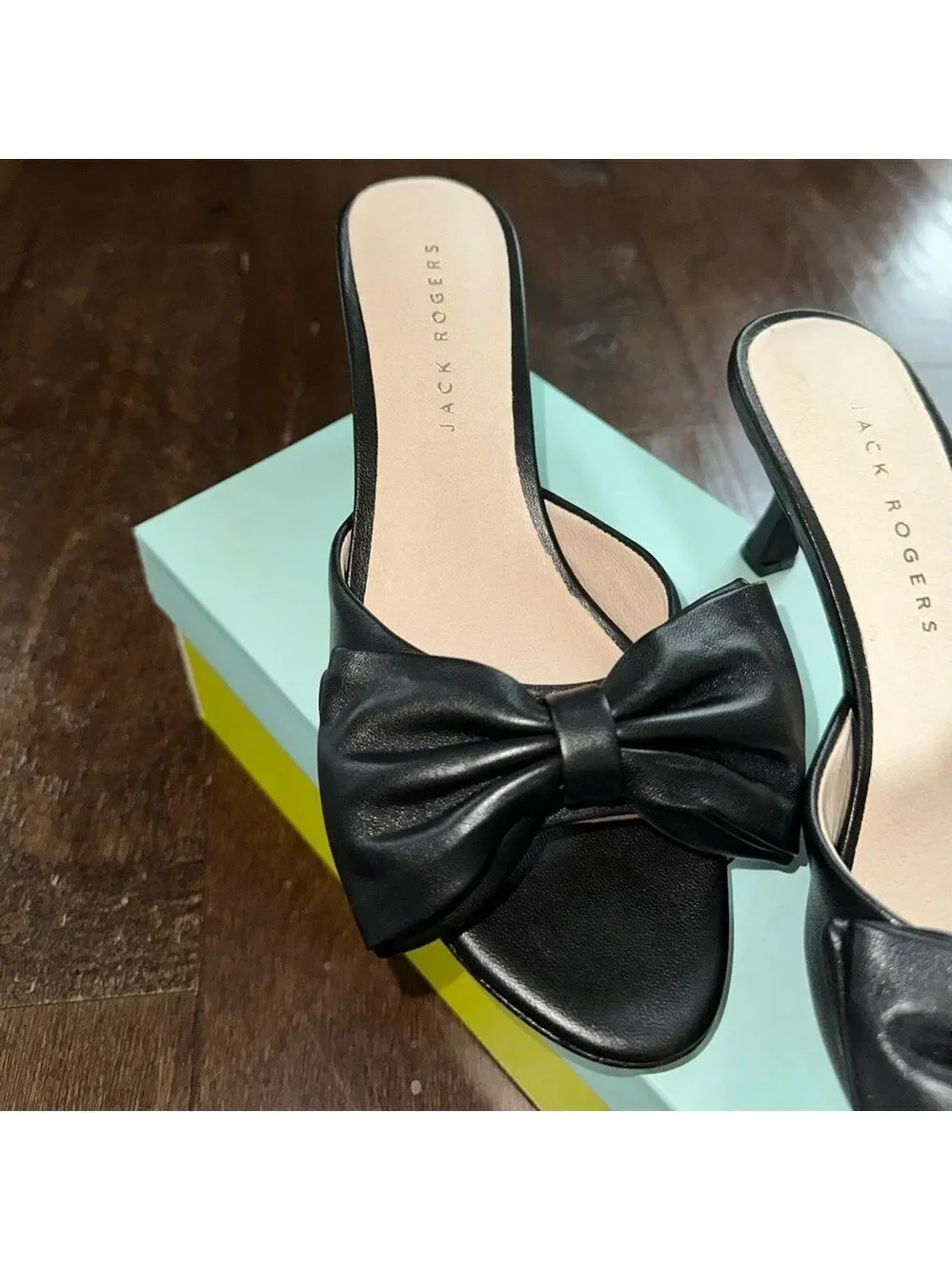 Jack Rogers-Lola Bow Mid Heel sandals black size 8 New in box.